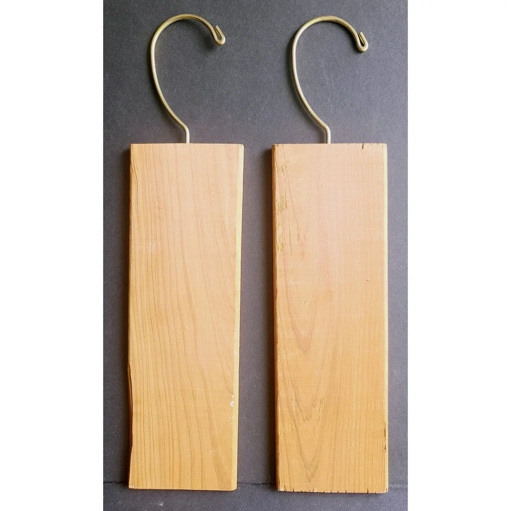 Wood Closet Freshners Essential Oils with Brass Hooks Hanging Natural Planks2 ct